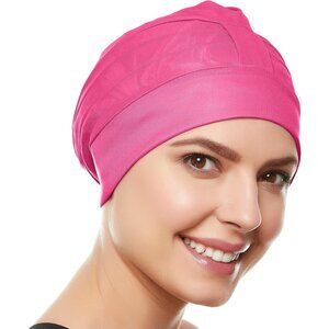 Beemo Swim Cap for Women Polyester Latex Lined Adjustable Velcro - Hot Pink